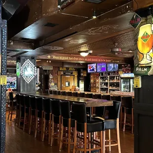a bar with bar stools