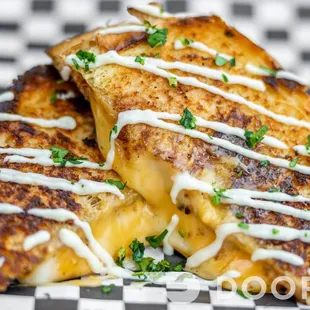 a cheesy grilled cheese sandwich