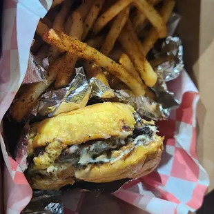 Wagyu burger and fries