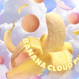 a banana and oranges in the air