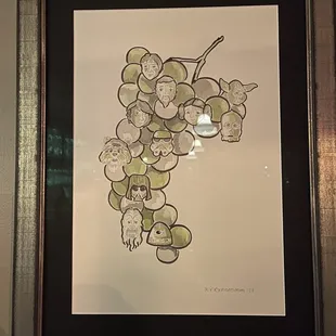 a drawing of a bunch of grapes