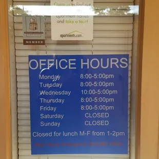 These are the office hours...