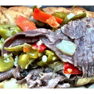 Italian Beef with Cheese and Sweet Hot Peppers Dip.