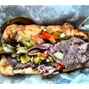 Italian Beef with Cheese and Sweet Hot Peppers Dip.