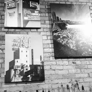 a black and white photo of the bar