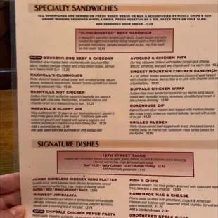 the menu