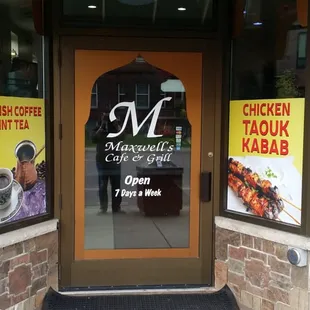 the entrance to the restaurant