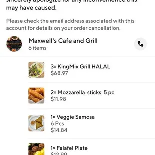 Order cancelation showing time.