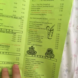 a menu