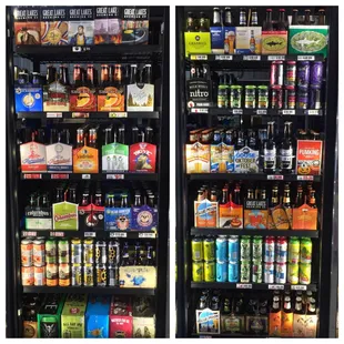 two shelves of beer