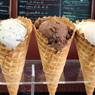 Check out our three new ice cream flavors, peach, s'mores and chocolate peanut butter!