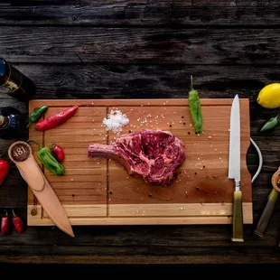 a steak on a cutting board
