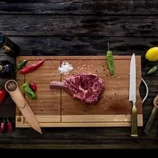 a steak on a cutting board