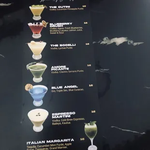 Drink menu