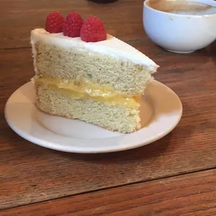 Lemon curd, cream cheese frosted Lavender cake