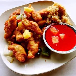 Sweet and sour Chicken sauce on the side