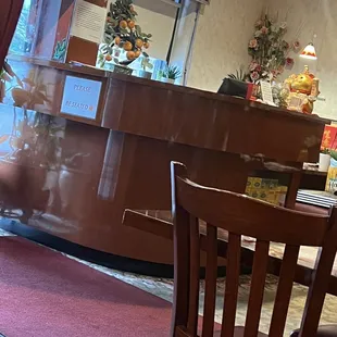 the front desk and dining area