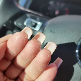 Uneven and nail glue all over my fingers