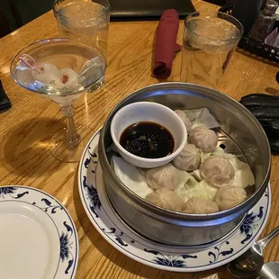 Shanghai Dumplings and Lychee Martini