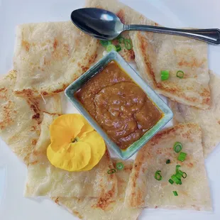 Roti with peanut sauce