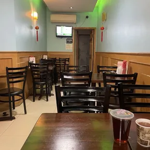 The Dine-In, menu side. Extremely clean room! all utensils &amp; servingware are plastic to-go containers FYI