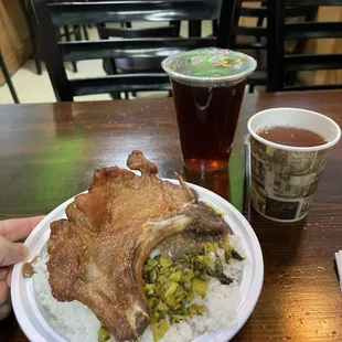$7.50 Best pork chop in NYC! Complementary hot tea, cold Prunella (Herbal) Tea