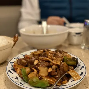 a plate of chinese food