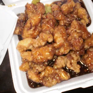 orange chicken, really crispy and delicious