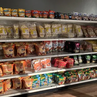 shelves of snacks and snacks