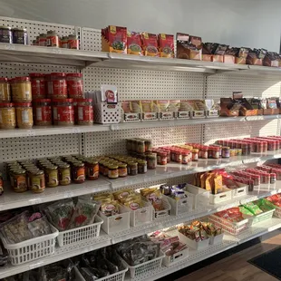 shelves of food and condiments