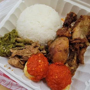 Nasi padang with ayam kuning