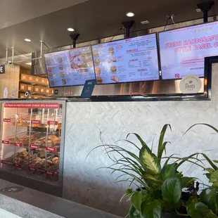 Bagel counter and menus