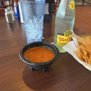 Steaming salsa and chips