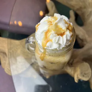 caramel and whipped cream
