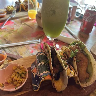 Fried Chicken Street Corn tacos