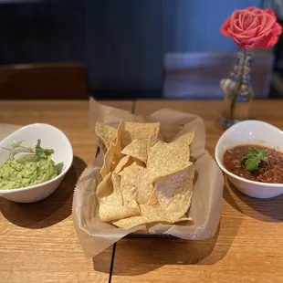 Chips guacamole and salsa