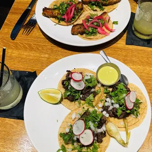 Asada tacos &amp; pork belly tacos