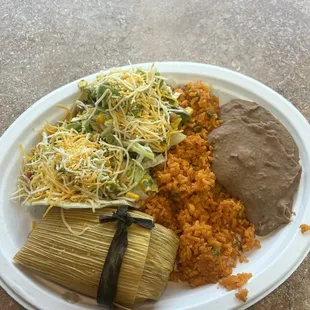 Vegetarian tacos and tamale