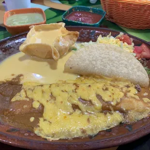 Cheese Enchilada and a crispy taco