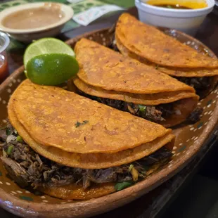 Lots of beef in the beef biria tacos.