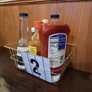 Condiments rack at table