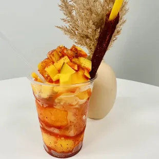 Mangonada, Mango ice cream with chamoy, tajin and chunks of mango