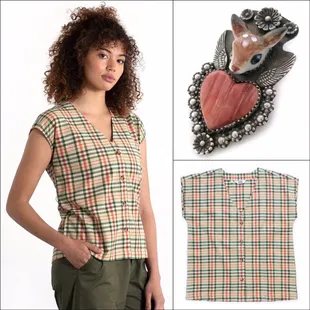 Bridge &amp; Burn Shirt. Ristra Ranch deer pin, hand crafted in New Mexico