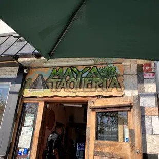 the entrance to the restaurant