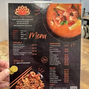 Front of menu