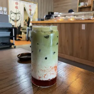 Strawberry matcha latte