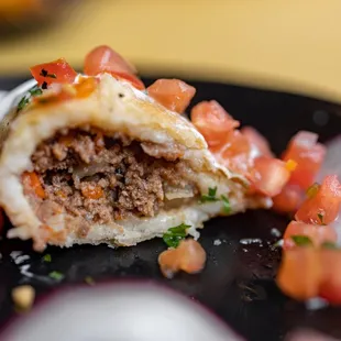 Wagyu Beef Corn Empanada cross-section