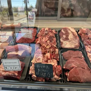 Meat display cases all halal meat!