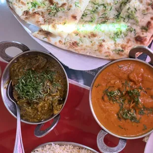 Aloo naan. Saag Mushroom &amp; Lamb Curry