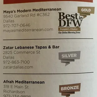 BEST MEDITERRANEAN RESTAURANT IN DALLAS - Dallas Morning News Readers Choice